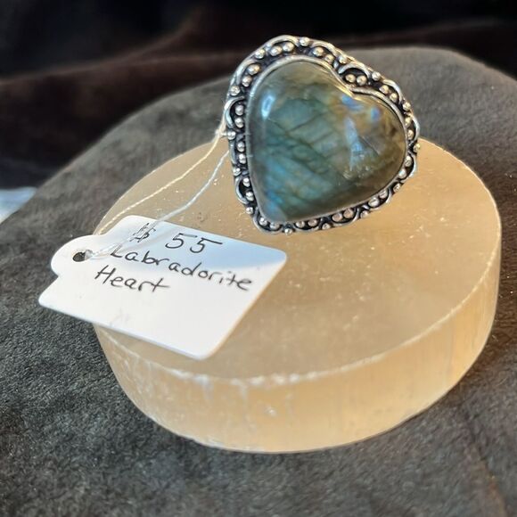Artisan Crafted Labradorite Heart Ring in 925 Sterling Silver Sz 8 - Picture 4 of 11